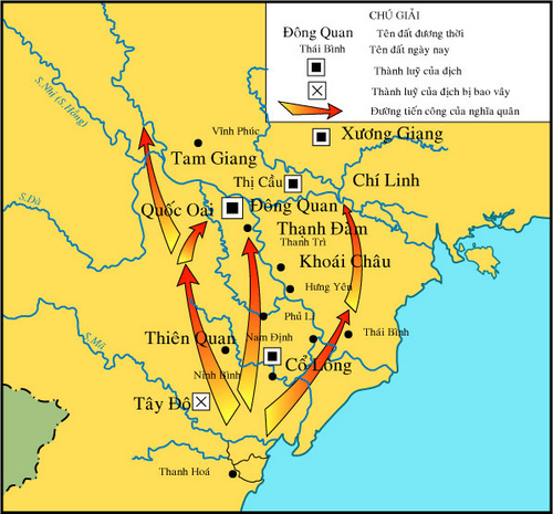 Lược đồ đường tiến quân ra Bắc của nghĩa quân Lam Sơn